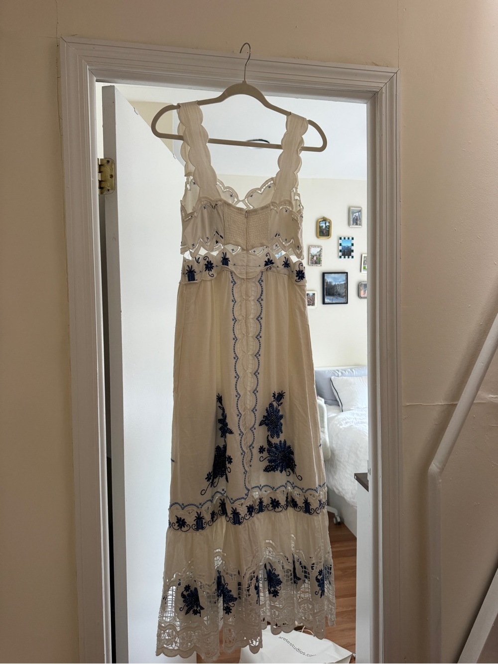 Farm Rio Embroidered Linen Blend Midi Dress - Picture 11 of 15
